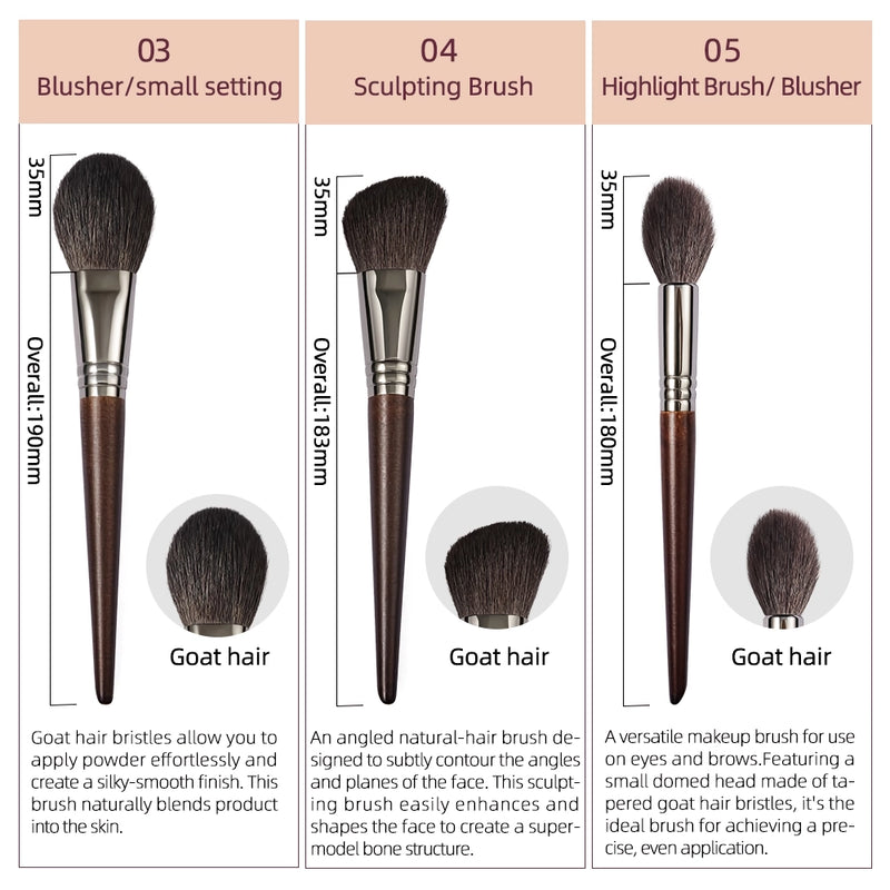 goat hair makeup brush set, view 6 - MRSLM