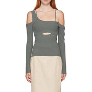 asymmetrical backless knit top - MRSLM