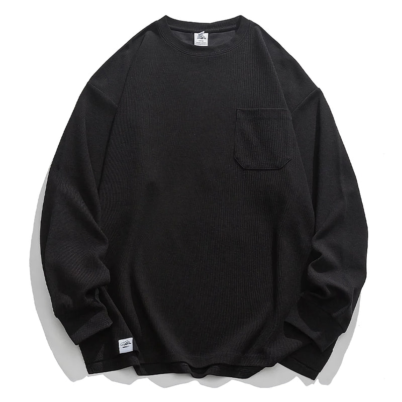 solid color long sleeve sweatshirt, view 4 - MRSLM