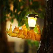 solar-powered resin sloth squirrel statue, view 4 - MRSLM