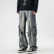 american retro strap design pants - MRSLM