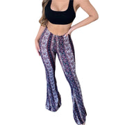 floral print high-waist flared pants, view 4 - MRSLM