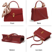 red cowhide leather handbag, view 5 - MRSLM