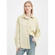 elegant satin long sleeve blouse, view 5 - MRSLM