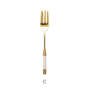 gold dessert fork, view 4 - MRSLM
