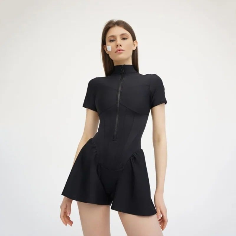 bodycon playsuit short sleeve romper, view 3 - MRSLM