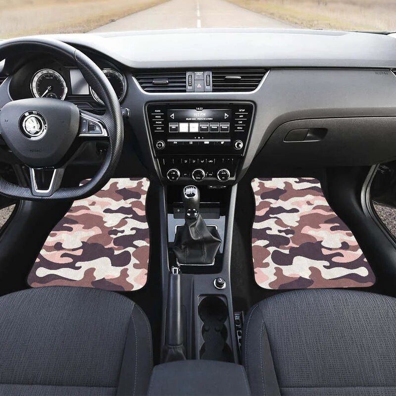 Chic Pink & Brown Camo Car Floor Mats