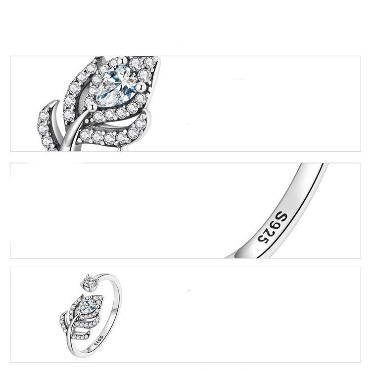 zircon peacock feather ring, view 4 - MRSLM