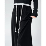 high-waist drawstring wide leg pants, view 9 - MRSLM