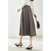 coffee plaid midi skirt for women, view 7 - MRSLM