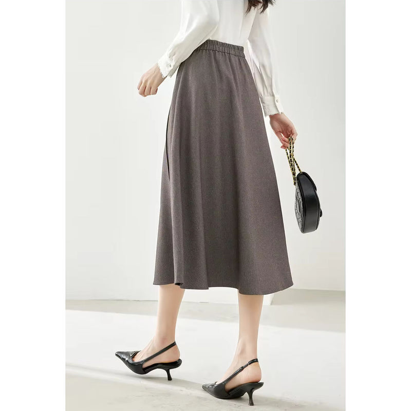 coffee plaid midi skirt for women, view 7 - MRSLM