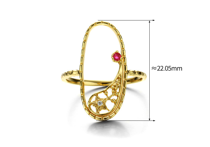 silver ruby meteor star ring, view 5 - MRSLM