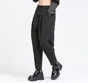 high elastic waist black harem trousers - MRSLM