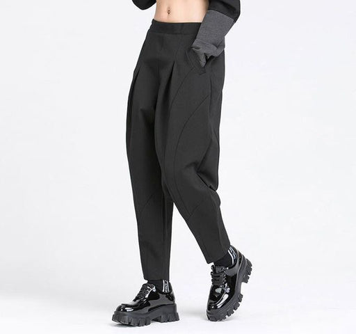high elastic waist black harem trousers - MRSLM
