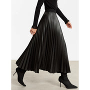 pleated A-line PU leather skirt, view 6 - MRSLM