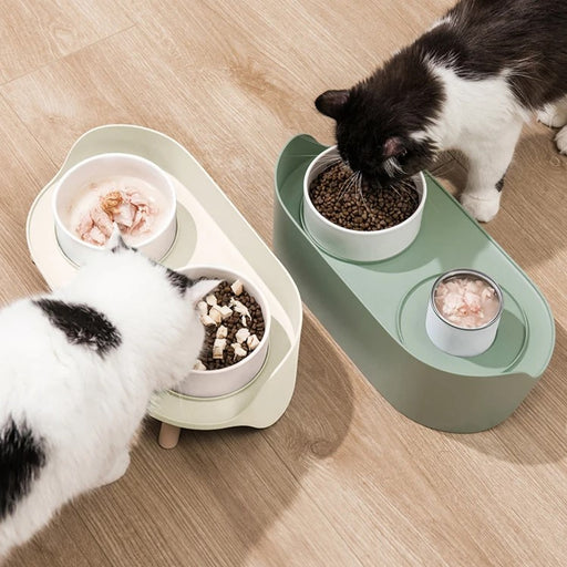elevated double ceramic cat bowls - MRSLM