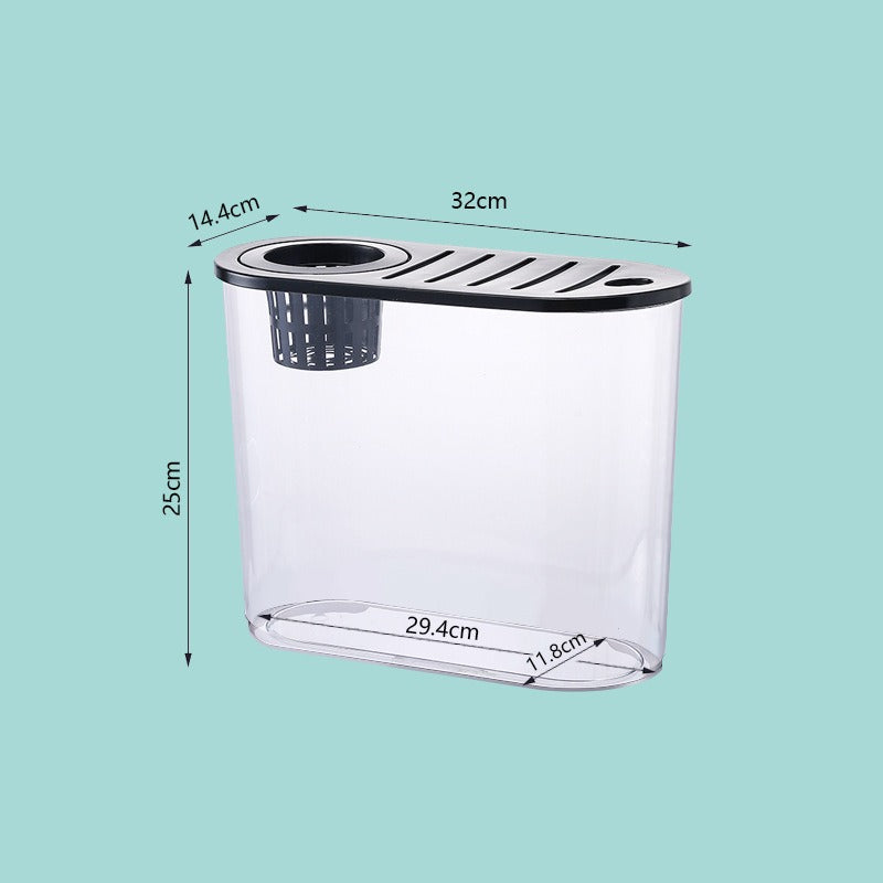 Transparent plastic goldfish tank, view 3 - MRSLM