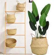 Wicker seagrass planter and storage basket, view 9 - MRSLM