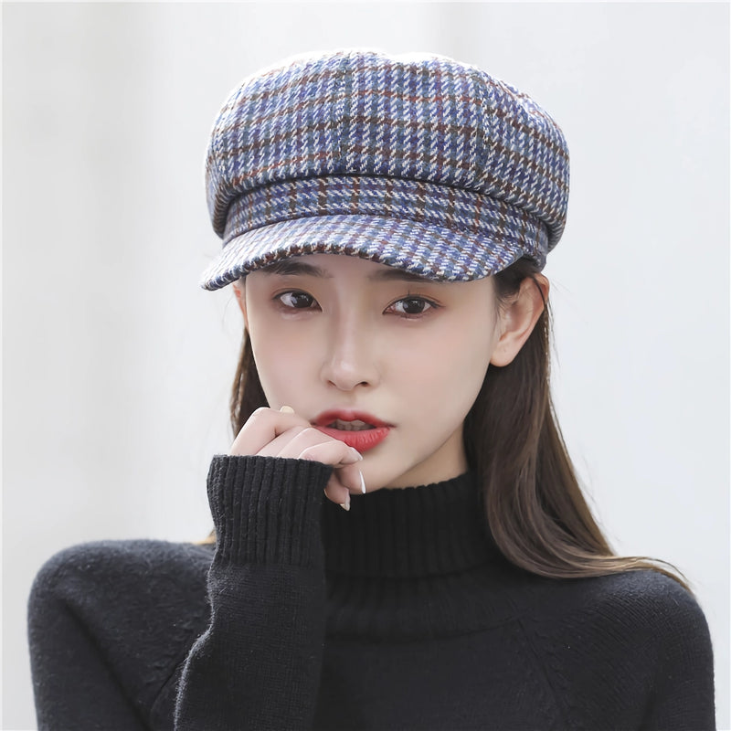 women's striped winter beret, view 5 - MRSLM