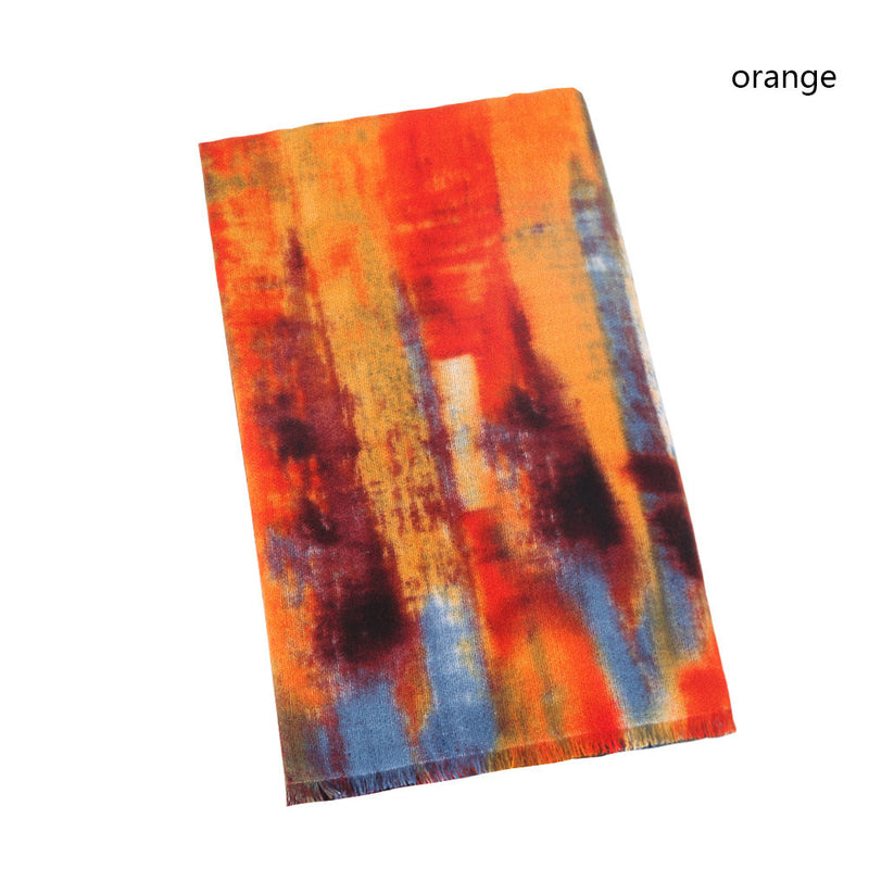 Graffiti print tassel scarf, view 8 - MRSLM