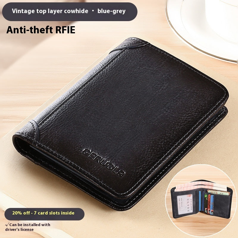 ultra-thin leather wallet, view 7 - MRSLM