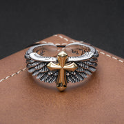 men's cross wings 925 silver ring - MRSLM