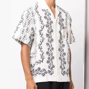 vine plant print short sleeve lapel shirt men - MRSLM