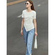 minimalist asymmetric o-neck short sleeve tee, view 2 - MRSLM