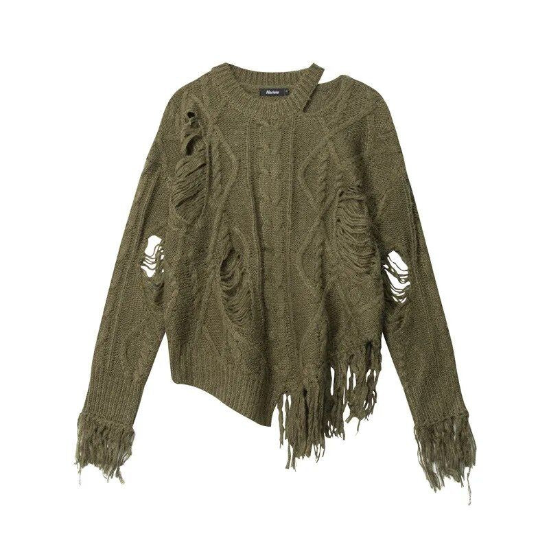 hollowed-out tassel knit sweater, view 3 - MRSLM