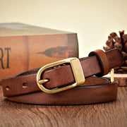women's 1.8CM thin leather belt copper buckle, view 5 - MRSLM