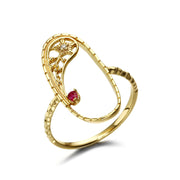 silver ruby meteor star ring, view 2 - MRSLM