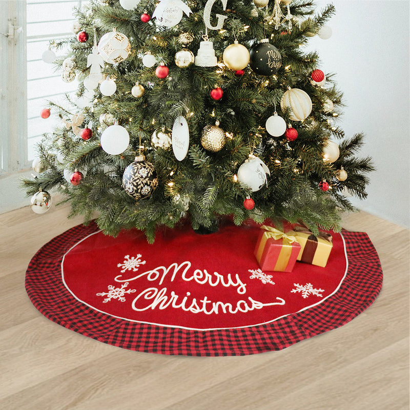 Black and red plaid Christmas tree skirt - MRSLM