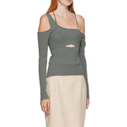 asymmetrical backless knit top, view 4 - MRSLM