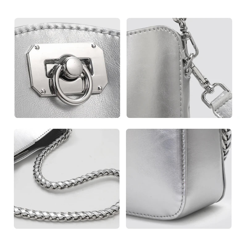 Cowhide square chain shoulder bag, view 7 - MRSLM
