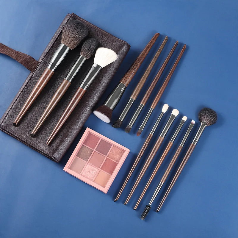 12-piece natural makeup brush set, view 2 - MRSLM