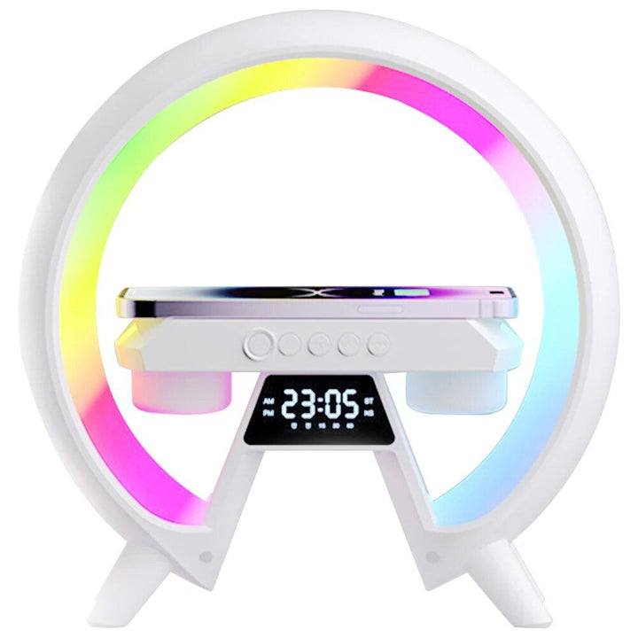 3-in-1 Wireless Charger Stand with Bluetooth Speaker and RGB Night Light