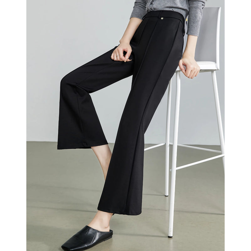 elegant micro flare ankle-length pants for women, view 3 - MRSLM