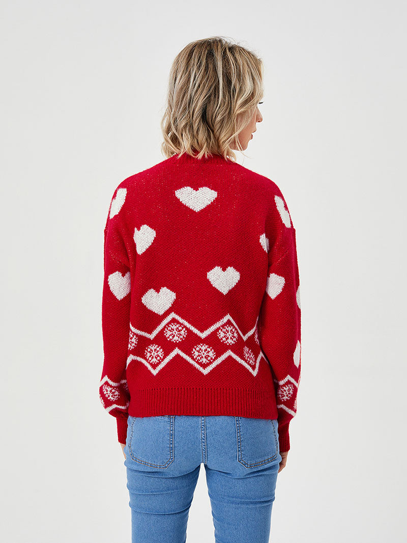 Women's Loose Casual Cozy Heart Sweater