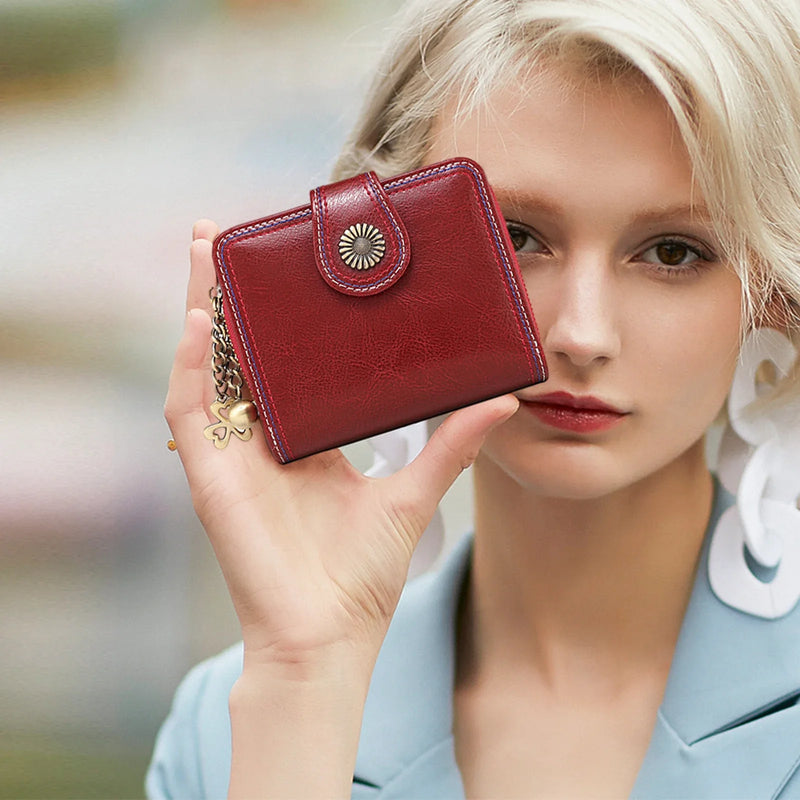 Women's small leather bifold wallet - MRSLM
