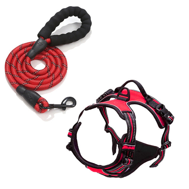 reflective dog harness and leash set, view 10 - MRSLM