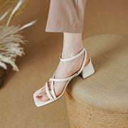 square heel leather sandals, view 8 - MRSLM