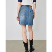 High-waist denim mini skirt, view 7 - MRSLM