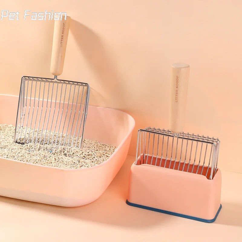 cat litter scoop with wooden handle - MRSLM