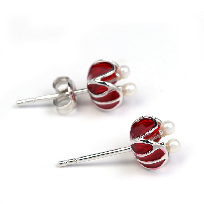 New Year Red Flower Earrings