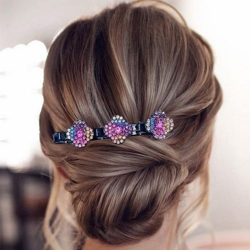 floral crystal braided hair clips - MRSLM