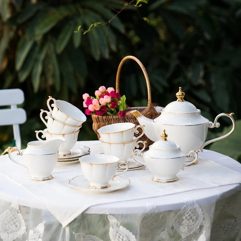 gold inlay bone china tea set, view 2 - MRSLM