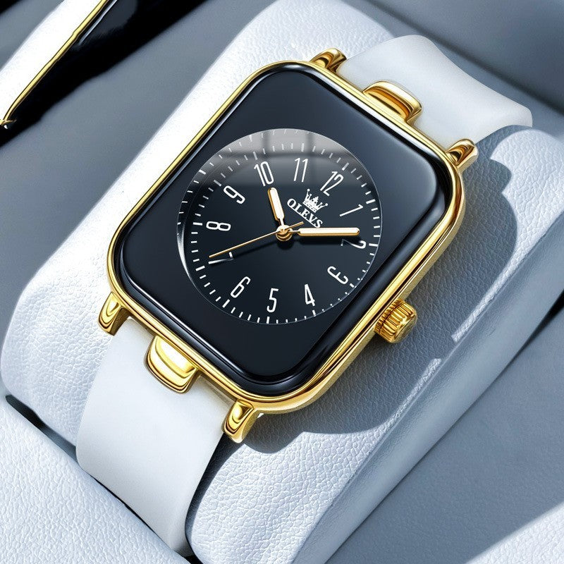 Women's silicone band rectangular quartz watch, view 2 - MRSLM