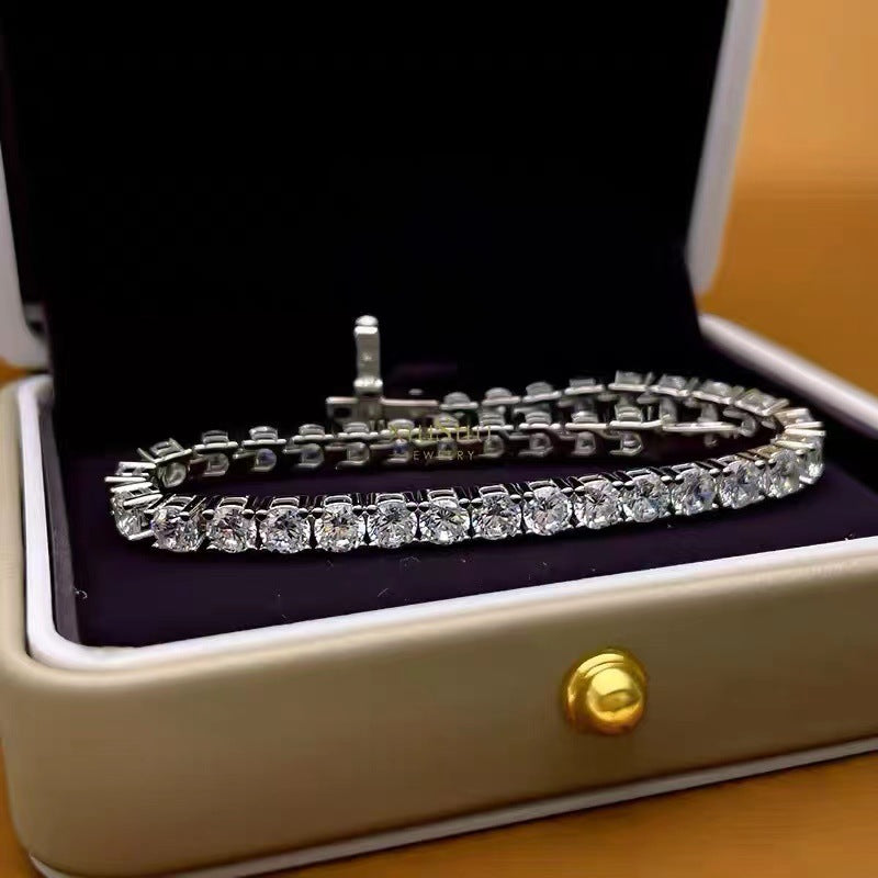 5mm high carbon diamond silver bracelet, view 5 - MRSLM
