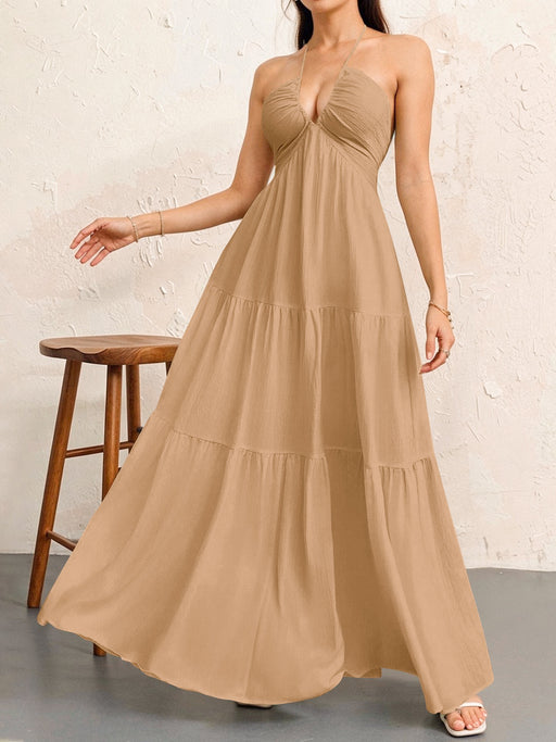 backless halterneck maxi dress, view 12 - MRSLM