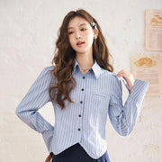 striped flared sleeve polo neck shirt - MRSLM
